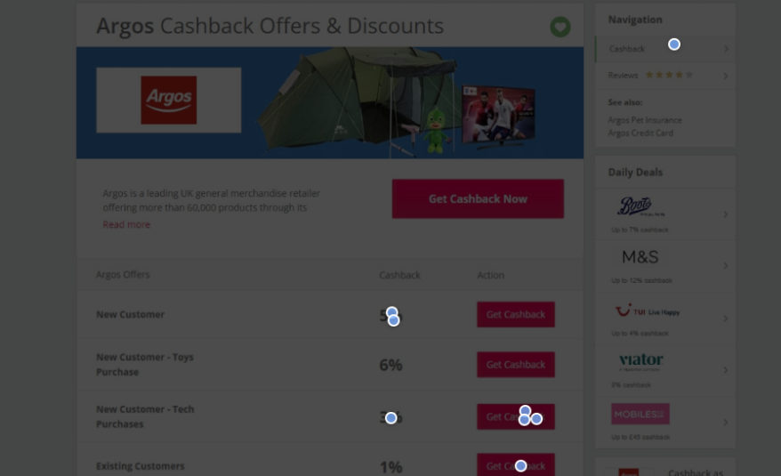 Example of click tracking experiments