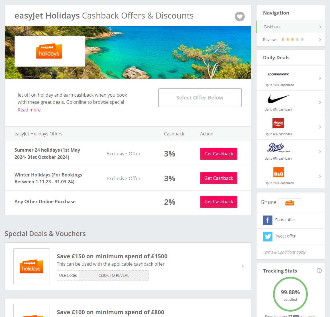 An example of the legacy TopCashback brand pages